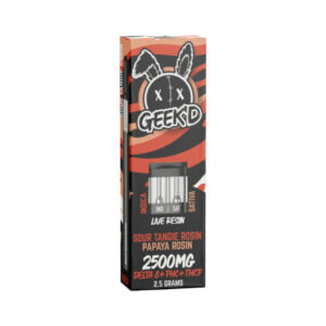 Live Resin Delta 8 THC Vape Pen with PHC + THCJD – Sour Tangie Rosin & Papaya Rosin – 2.5g – Geek’d